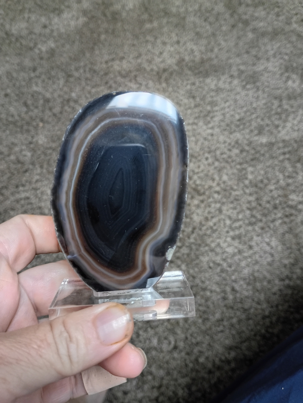 Polished Black and Brown Agate Slice